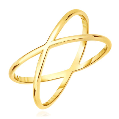 14K Gold Modern Astronomical X Shaped Criss Cross Ring - WJD Exclusives