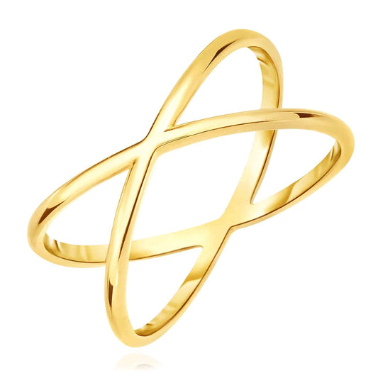 14K Gold Modern Astronomical X Shaped Criss Cross Ring