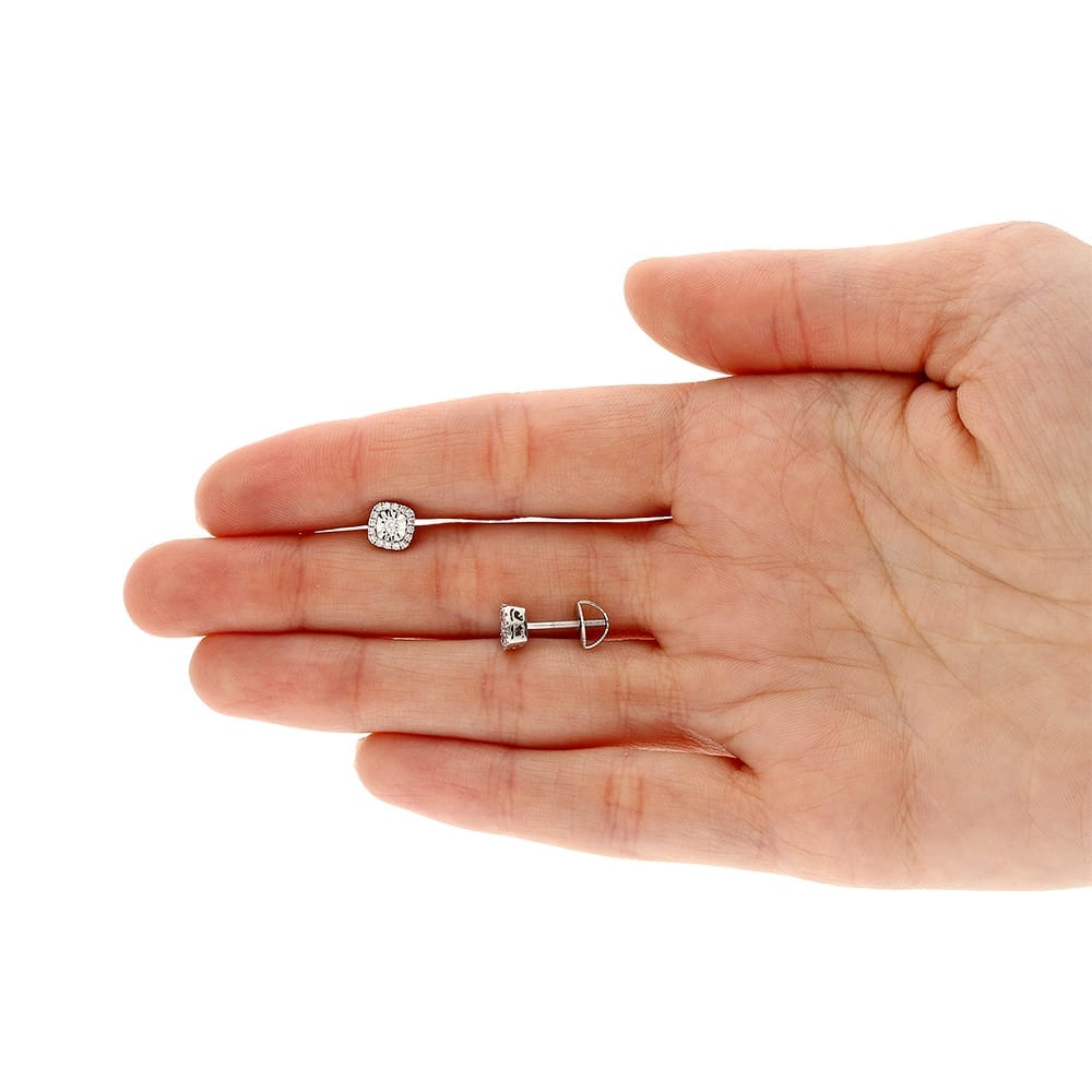 0.29Ct Real Diamond 14k White Gold Stud Earrings Screw Back 6mm