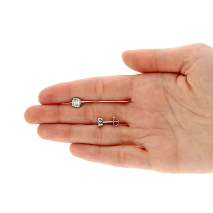0.29Ct Real Diamond 14k White Gold Stud Earrings Screw Back 6mm