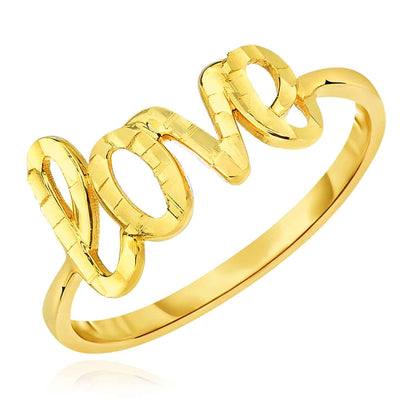 14K Gold Diamond-Cut LOVE Ring