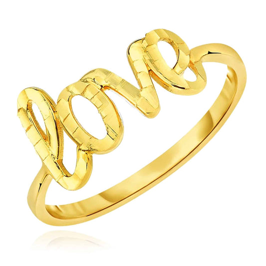 14K Gold Diamond-Cut LOVE Ring