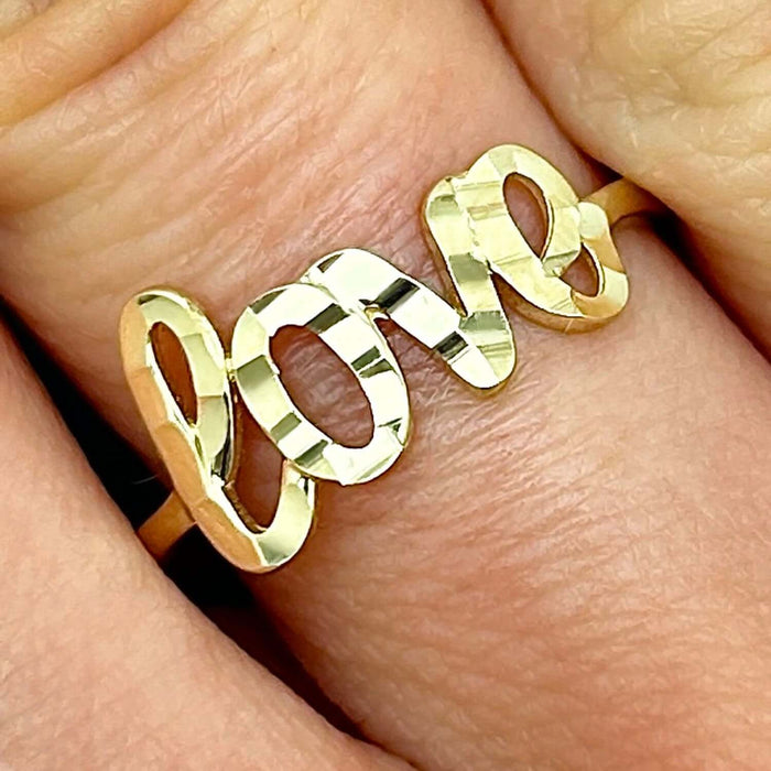 14K Gold Diamond - Cut LOVE Ring - WJD Exclusives