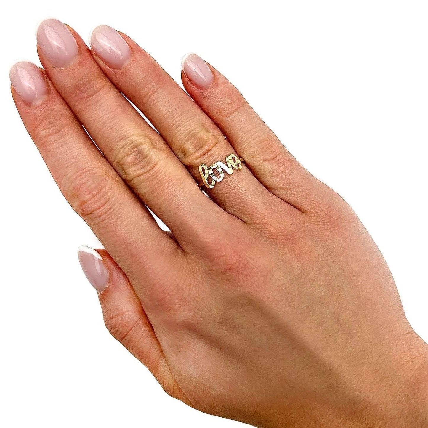14K Gold Diamond-Cut LOVE Ring