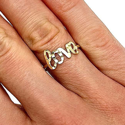 14K Gold Diamond-Cut LOVE Ring