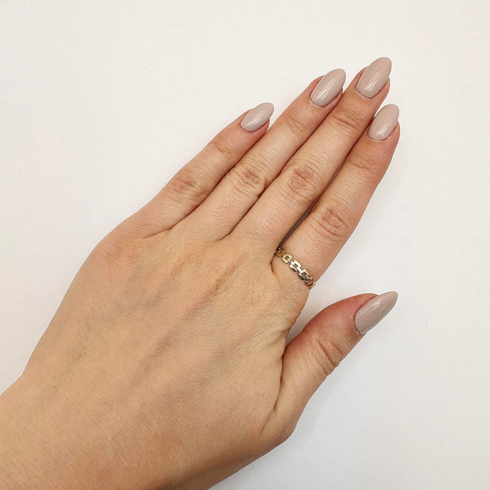 14K Gold 3mm Polished Links Band Ring - WJD Exclusives