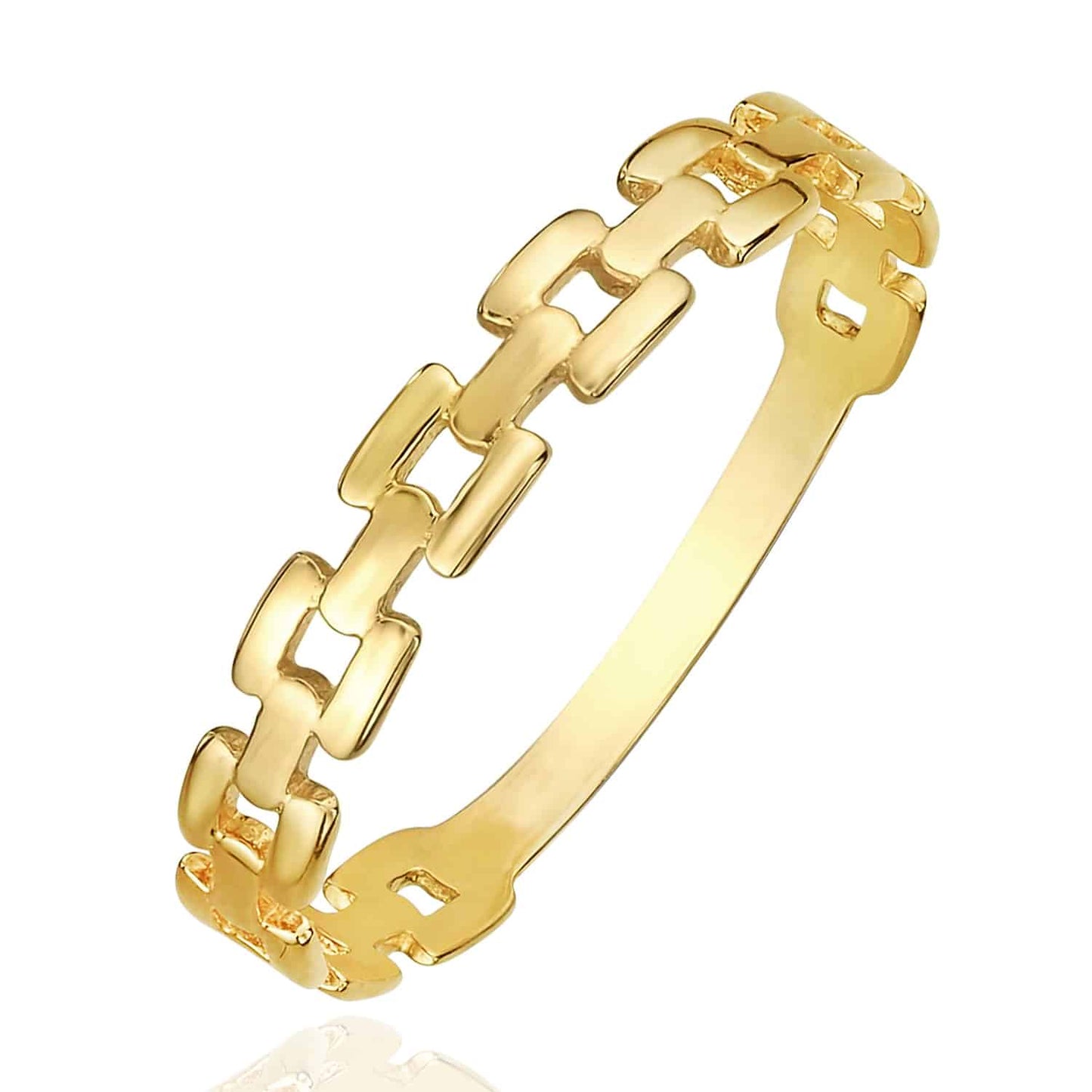 14K Gold 3mm Polished Links Band Ring