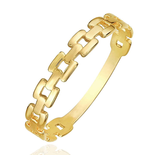 14K Gold 3mm Polished Links Band Ring
