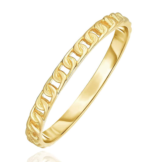 14K Gold Curb Stackable Ring