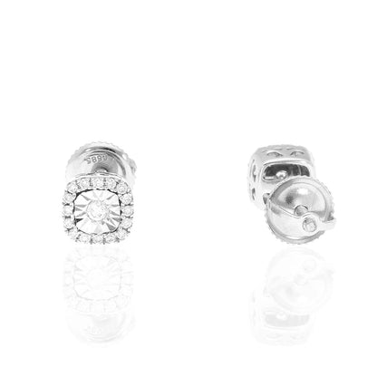 0.29Ct Real Diamond 14k White Gold Stud Earrings Screw Back 6mm