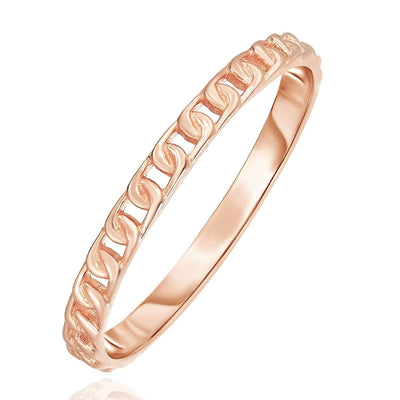 14K Rose Gold Curb Stackable Ring - WJD Exclusives