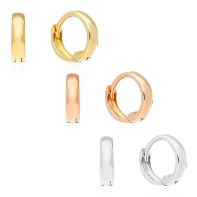 14k Gold Hoop Earrings 9mm Hinged Snapback Yellow Gold, Rose Gold & White Gold