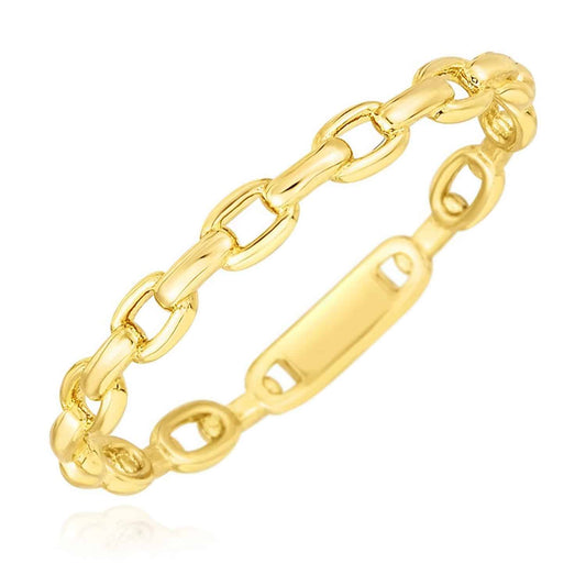 14K Gold 2.5mm Oval Puffed Links Stackable Ring