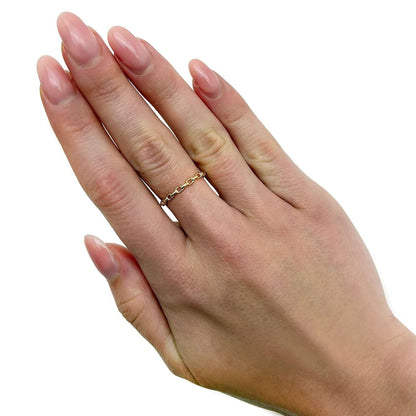 14K Gold 2.5mm Oval Puffed Links Stackable Ring