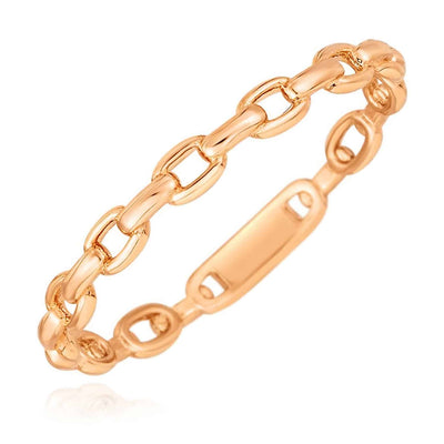 14K Rose Gold 2.5mm Oval Puffed Links Stackable Ring - WJD Exclusives
