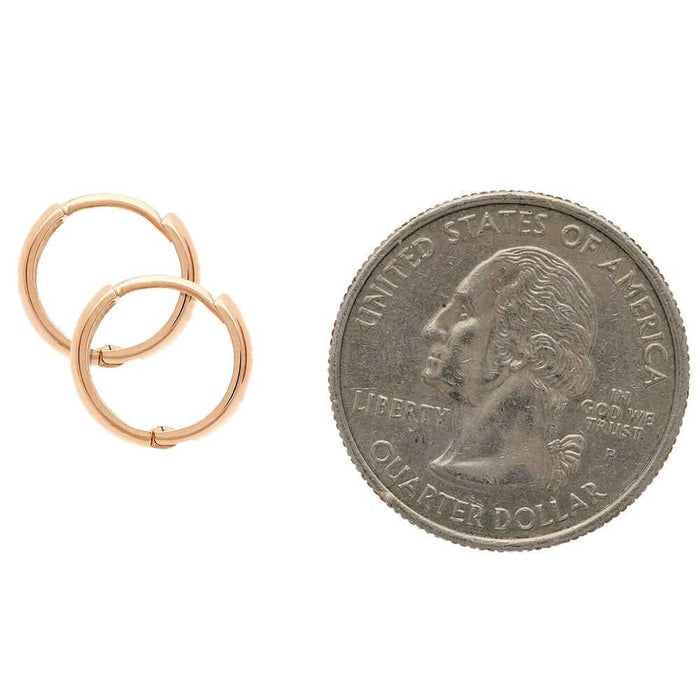 14k Gold Hoop Earrings 9mm Hinged Snapback Yellow Gold, Rose Gold & White Gold
