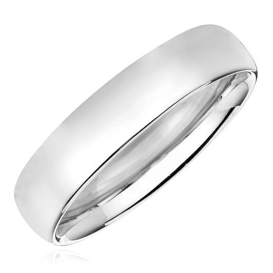 Real 14K White Gold 5mm Comfort Fit Wedding Band Ring