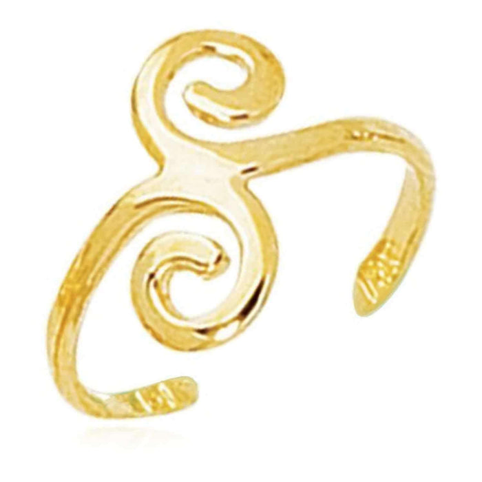 Real 14K Gold Swirl Adjustable Toe Ring - WJD Exclusives