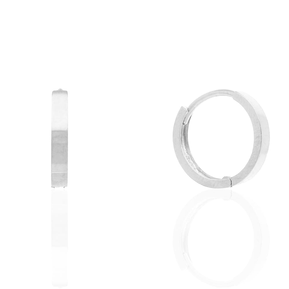 14k Gold Plain Squared Hoop Earrings 10mm Yellow Gold, Rose Gold & White Gold