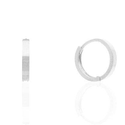 14k Gold Plain Squared Hoop Earrings 10mm Yellow Gold, Rose Gold & White Gold
