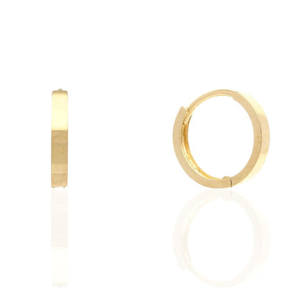 14k Gold Plain Squared Hoop Earrings 10mm Yellow Gold, Rose Gold & White Gold