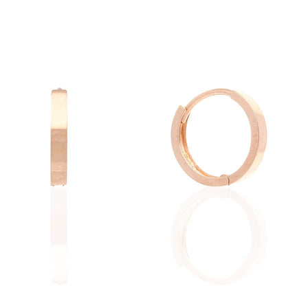 14k Gold Plain Squared Hoop Earrings 10mm Yellow Gold, Rose Gold & White Gold
