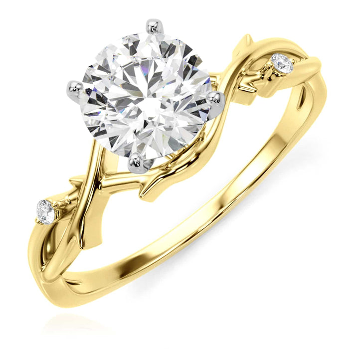 1.20CTW Lab - Grown Diamond 18K Gold Yellow Branch Shank Engagement Ring - WJD Exclusives