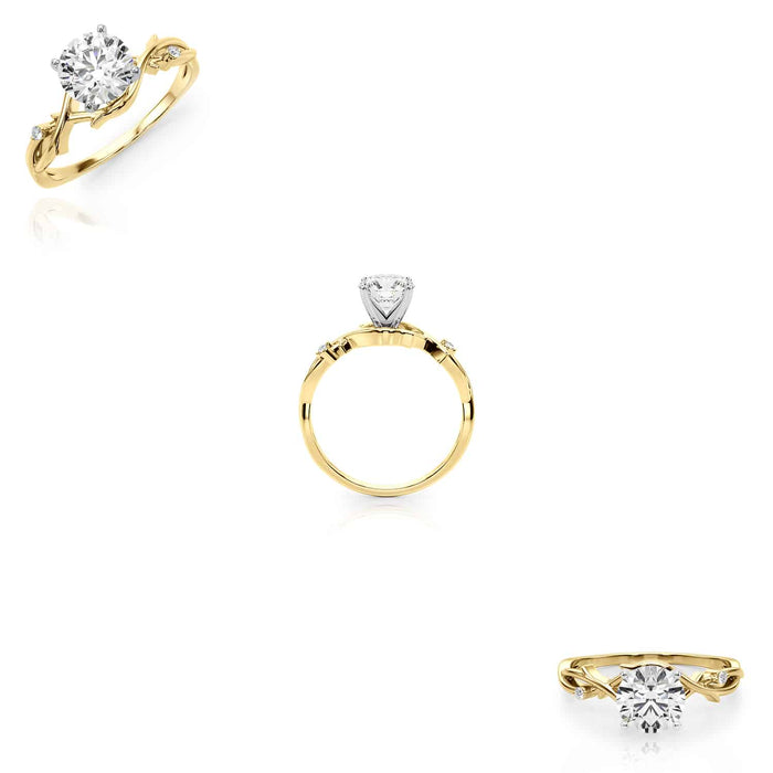 1.20CTW Lab - Grown Diamond 18K Gold Yellow Branch Shank Engagement Ring - WJD Exclusives