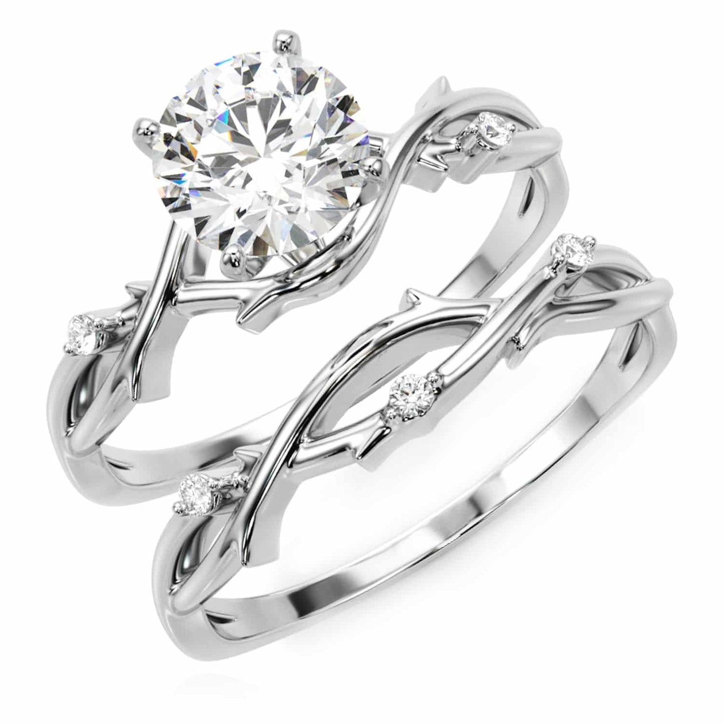1.20CTW Lab-Grown Diamond 18K Gold White Branch Shank Engagement Ring