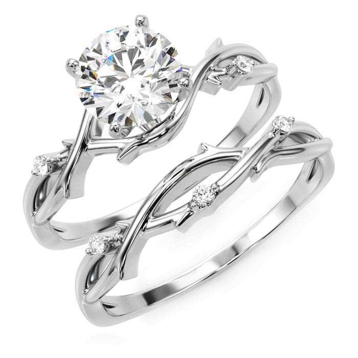 1.20CTW Lab - Grown Diamond 18K Gold White Branch Shank Engagement Ring - WJD Exclusives