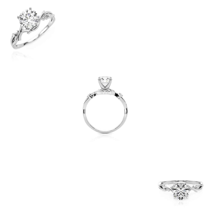 1.20CTW Lab - Grown Diamond 18K Gold White Branch Shank Engagement Ring - WJD Exclusives