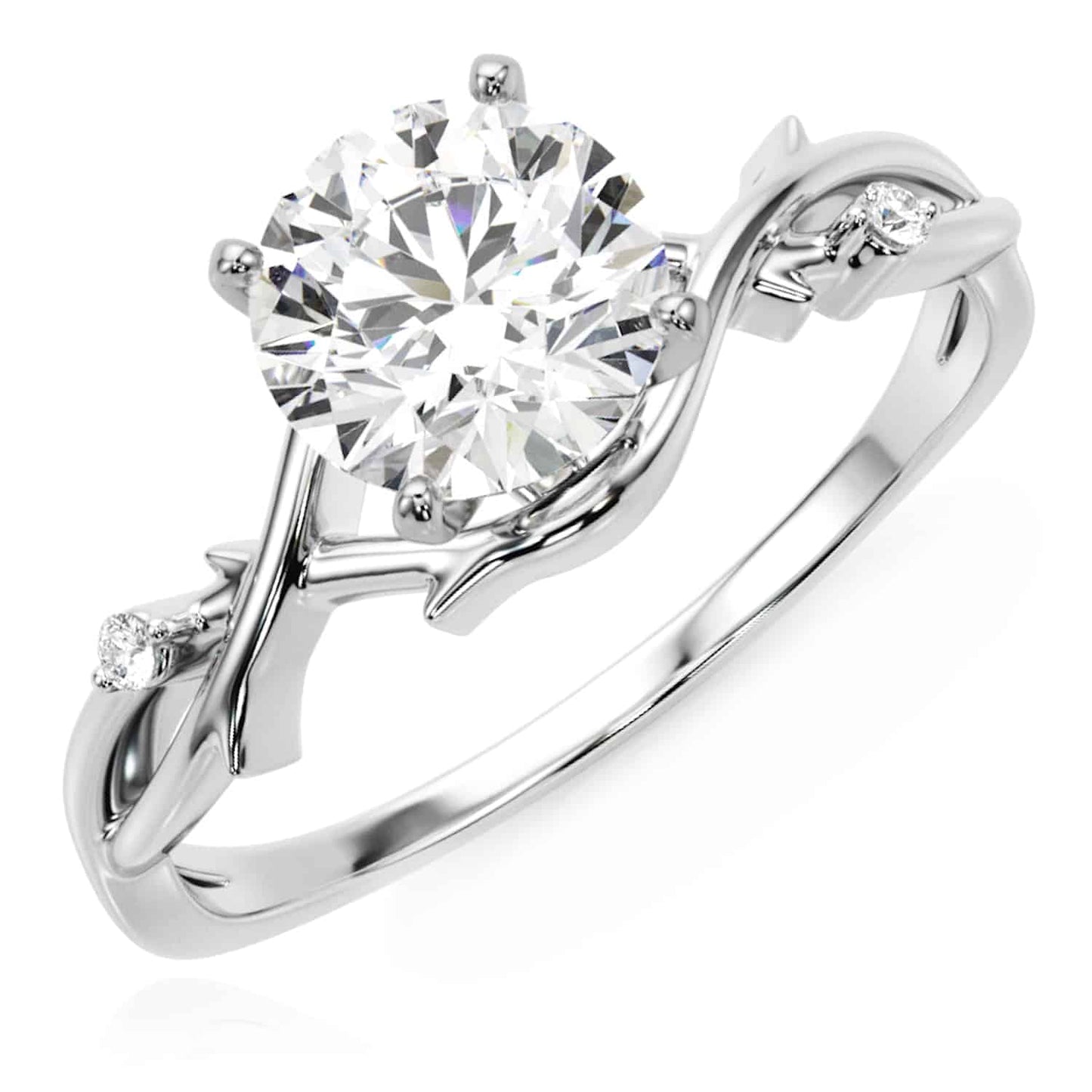 1.20CTW Lab-Grown Diamond 18K Gold White Branch Shank Engagement Ring