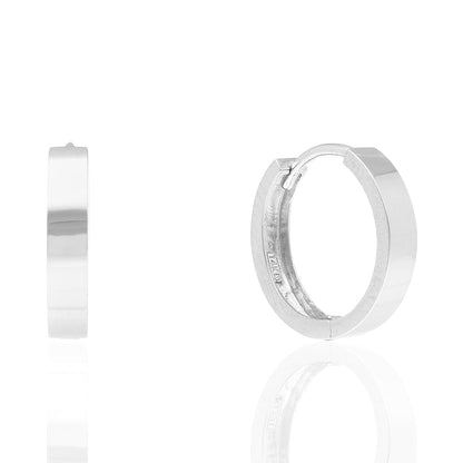 14k Gold Plain Squared Hoop Earrings 14mm Yellow Gold, Rose Gold & White Gold