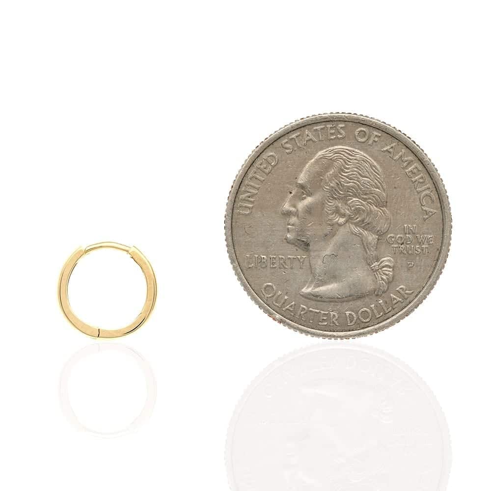 14k Gold Hoop Earrings 10mm Hinged Snapback Yellow Gold, Rose Gold & White Gold