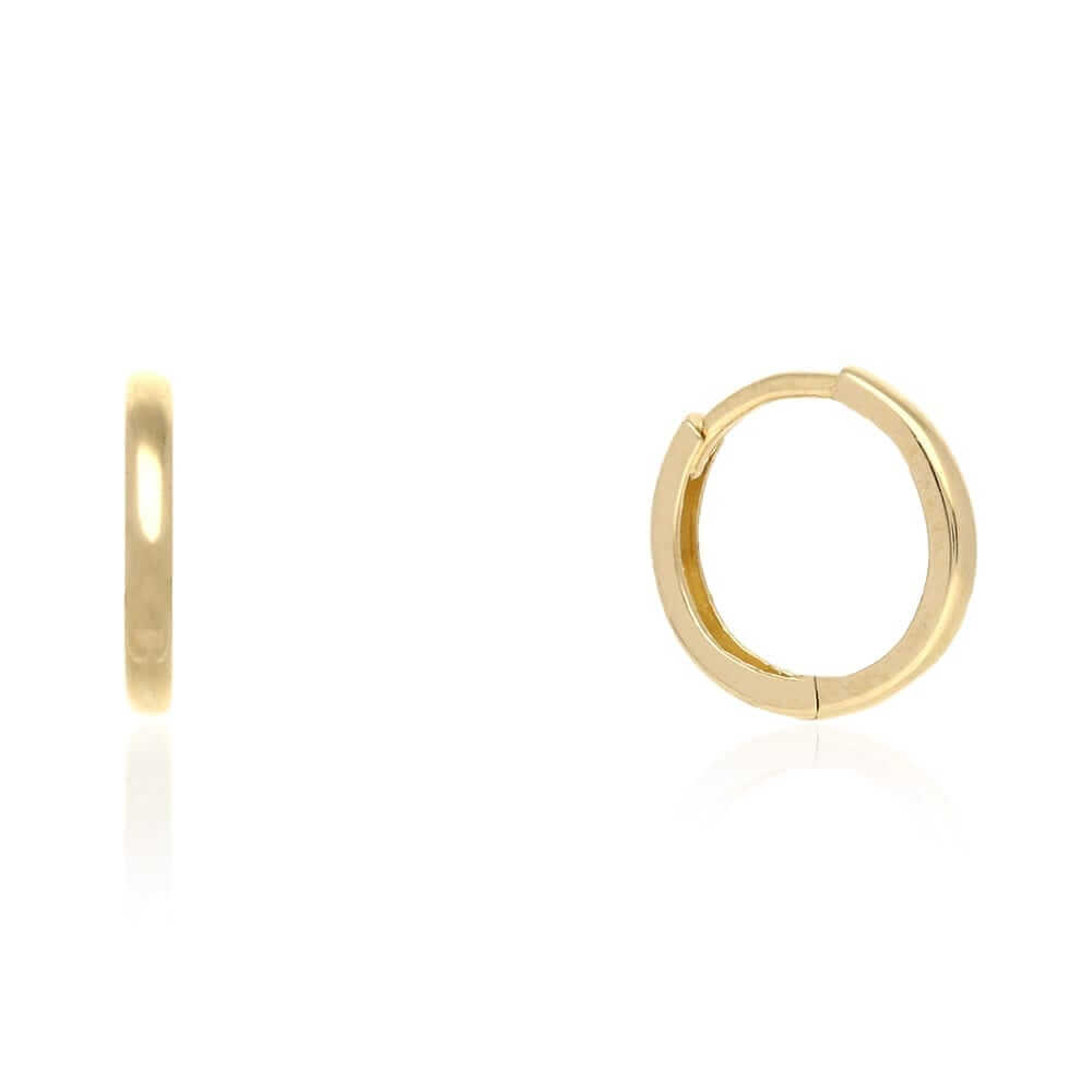 14k Gold Hoop Earrings 10mm Hinged Snapback Yellow Gold, Rose Gold & White Gold