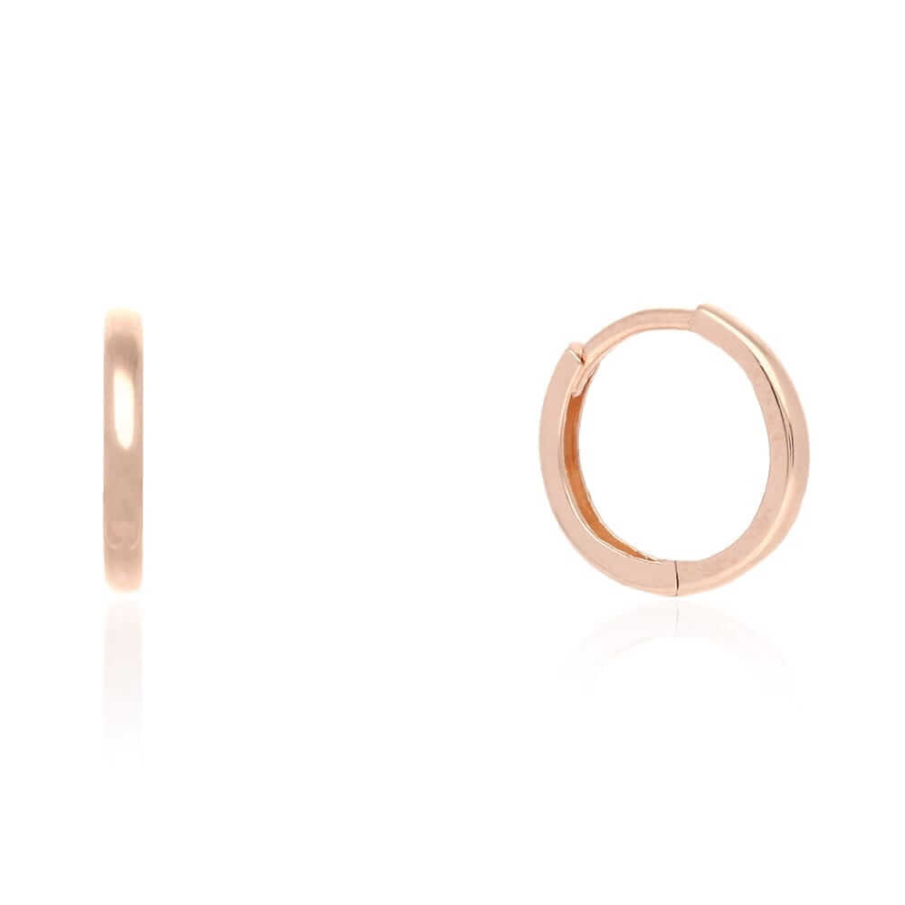14k Gold Hoop Earrings 10mm Hinged Snapback Yellow Gold, Rose Gold & White Gold