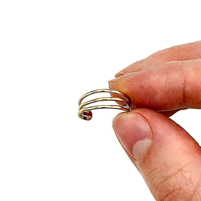 14K Yellow Gold Triple Row Open Bar Toe Ring - WJD Exclusives