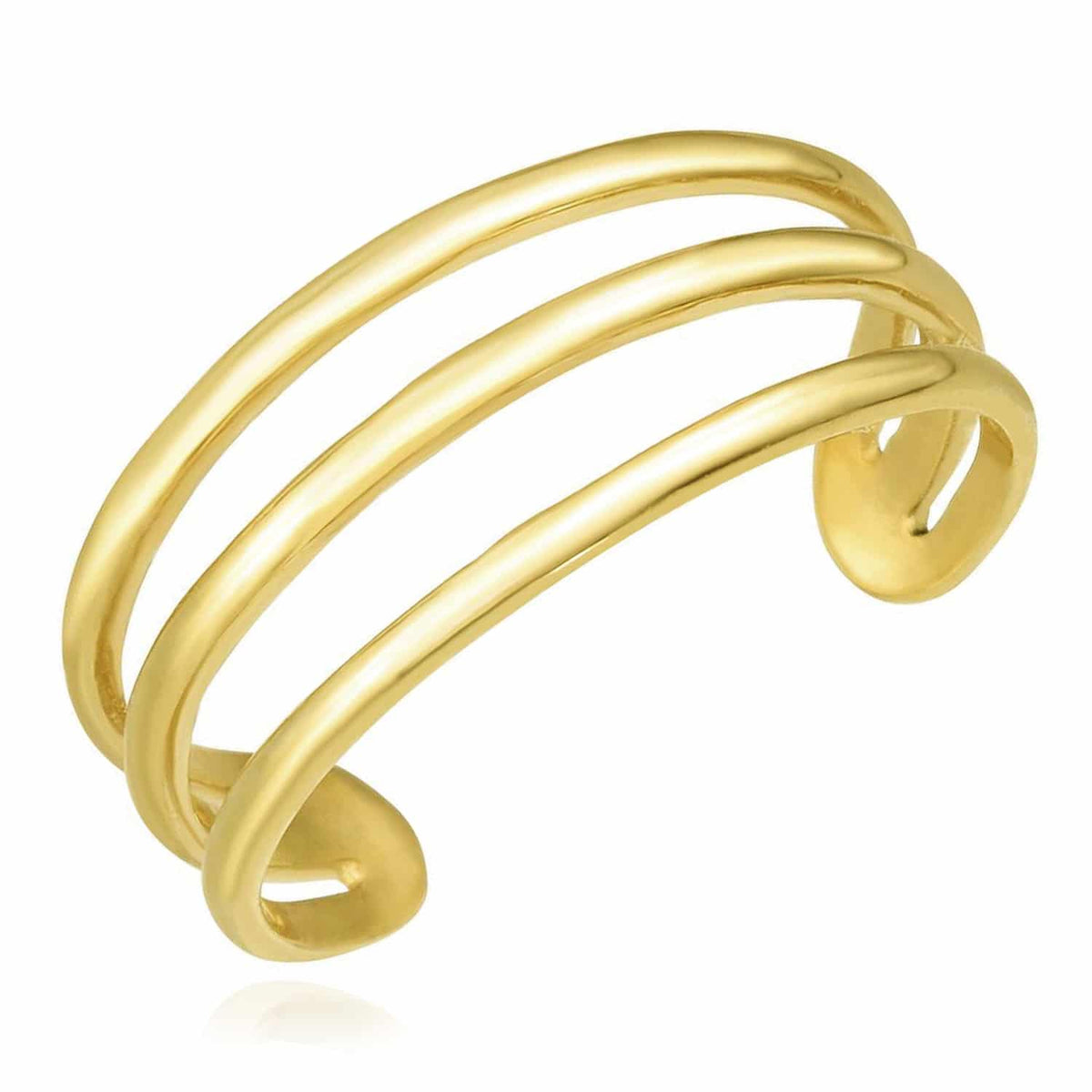 14K Yellow Gold Triple Row Open Bar Toe Ring - WJD Exclusives
