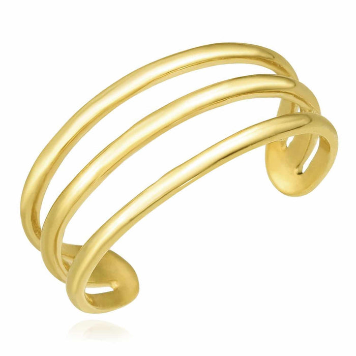 14K Yellow Gold Triple Row Open Bar Toe Ring - WJD Exclusives