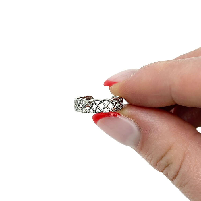 14K Yellow Gold White 4mm Adjustable Celtic Toe Ring - WJD Exclusives