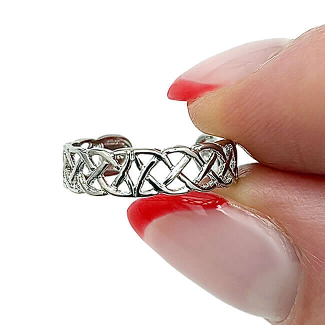 14K Yellow Gold White 4mm Adjustable Celtic Toe Ring - WJD Exclusives