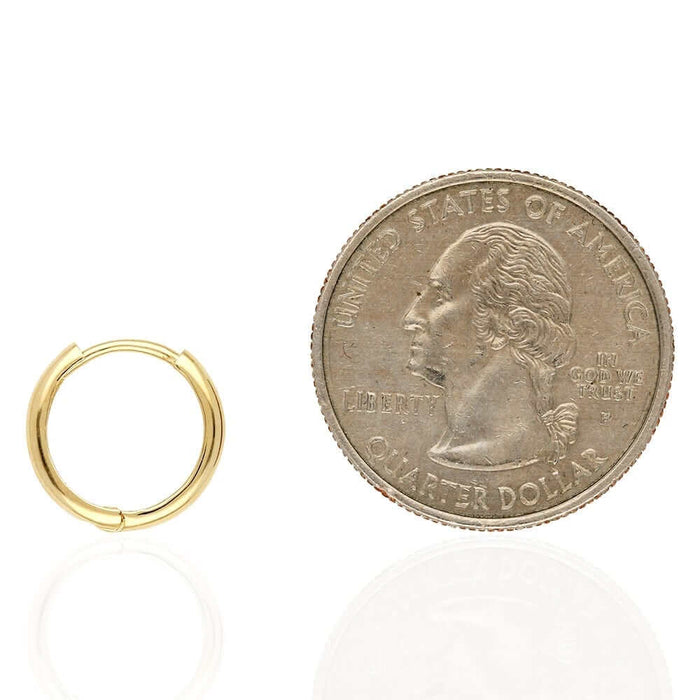 14k Gold Hoop Earrings 12mm Hinged Snapback Yellow Gold, Rose Gold & White Gold