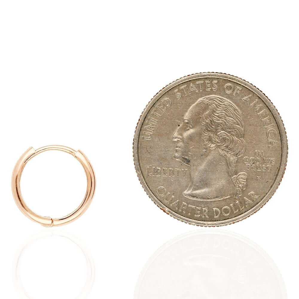 14k Gold Hoop Earrings 12mm Hinged Snapback Yellow Gold, Rose Gold & White Gold