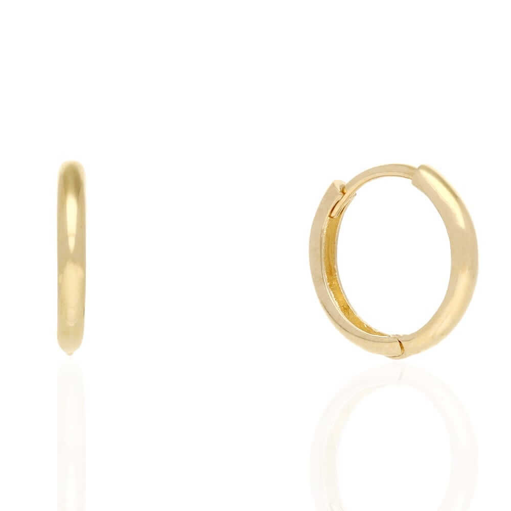 14k Gold Hoop Earrings 12mm Hinged Snapback Yellow Gold, Rose Gold & White Gold