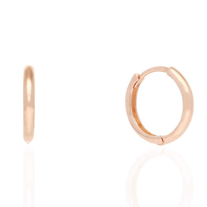 14k Gold Hoop Earrings 12mm Hinged Snapback Yellow Gold, Rose Gold & White Gold