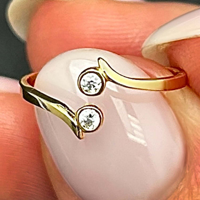 14K Yellow Gold CZ Bezel Bypass Toe Ring - WJD Exclusives