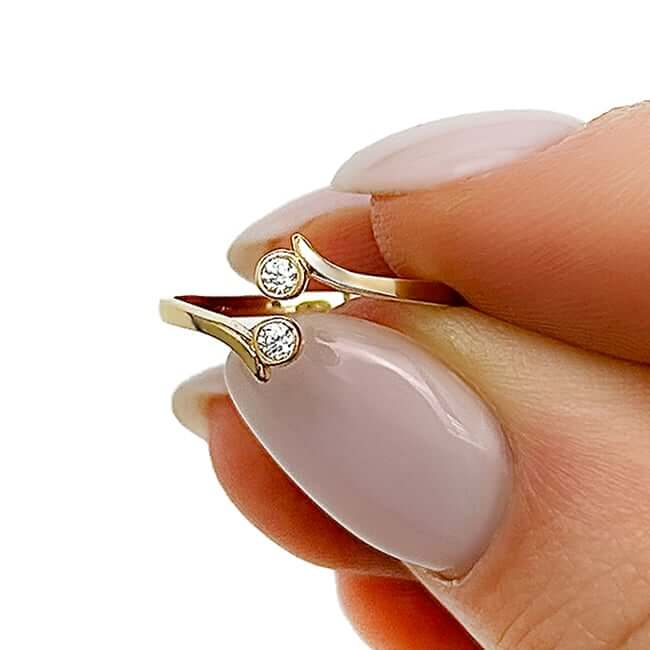 14K Yellow Gold CZ Bezel Bypass Toe Ring - WJD Exclusives