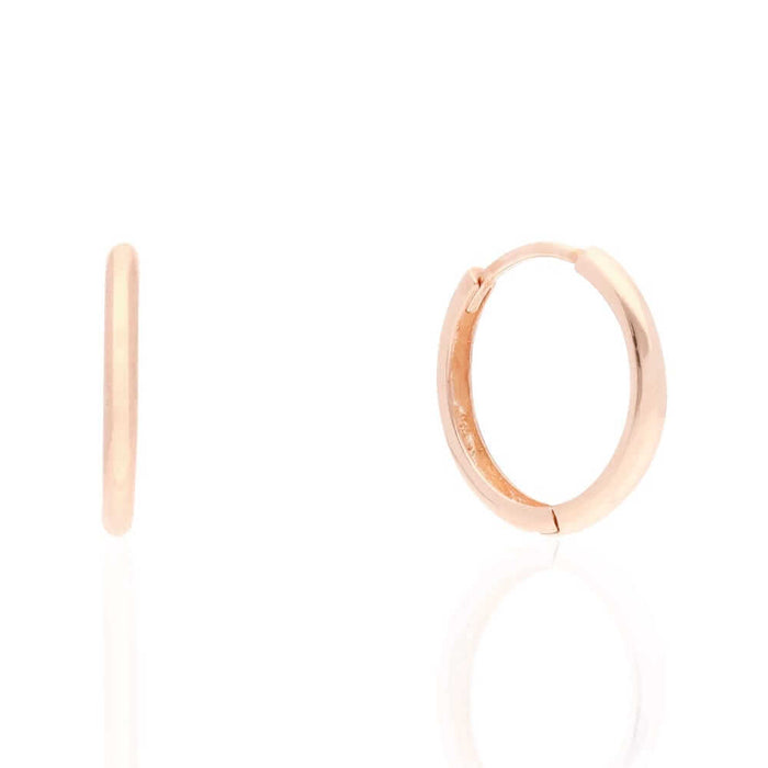 14k Gold Hoop Earrings 14mm Hinged Snapback Yellow Gold, Rose Gold & White Gold