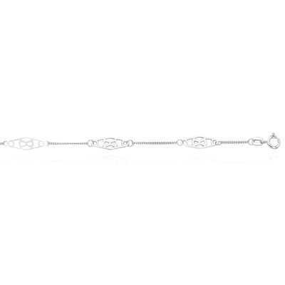 14K Yellow White Gold Infinity Station Anklet (Solid Links) 9" - 10" Adjustable - WJD Exclusives