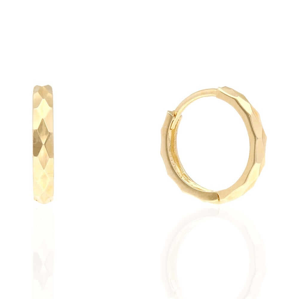14k Gold Hoop Earrings 12mm Hinged Snapback Yellow Gold, Rose Gold & White Gold